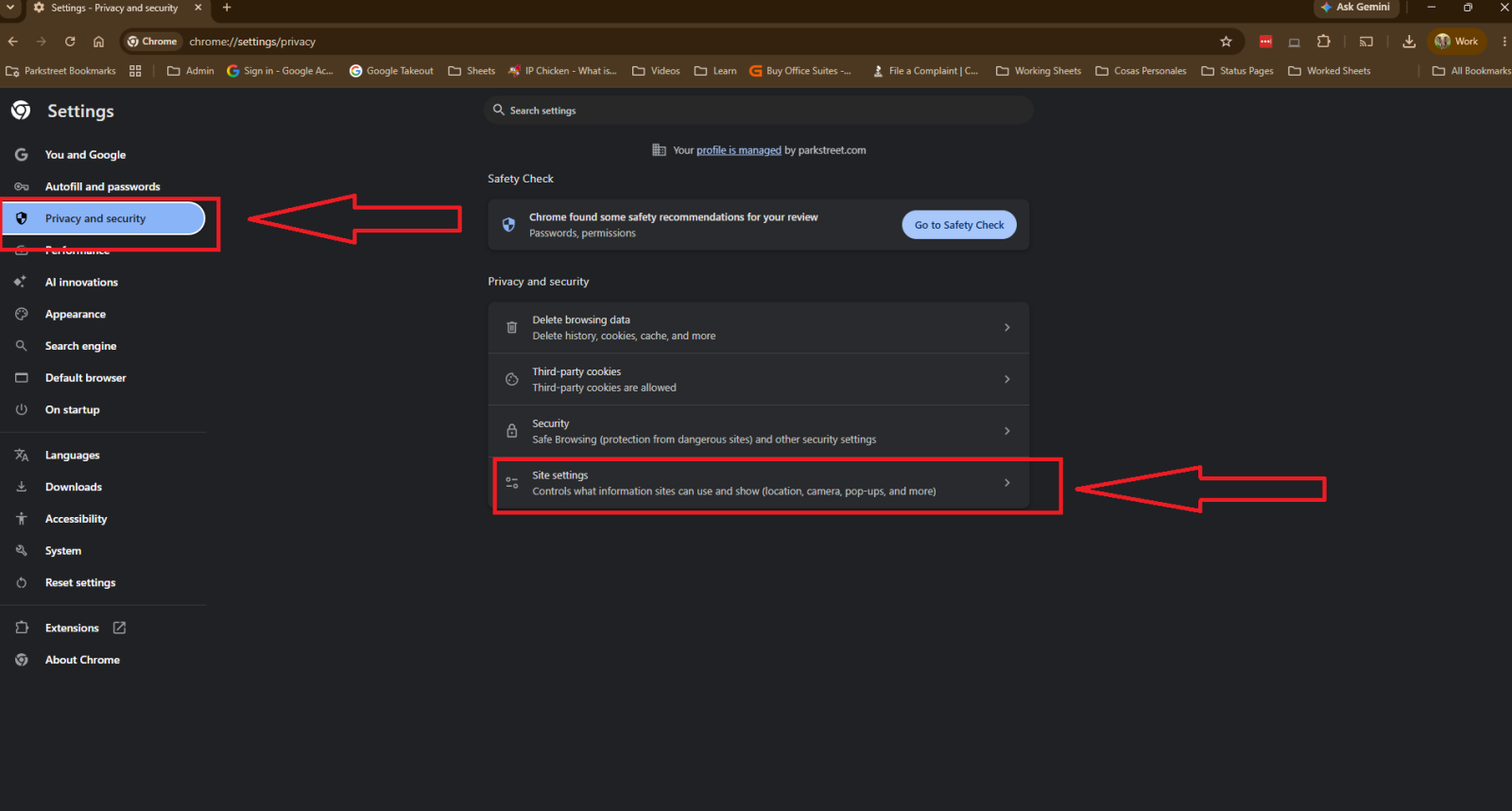 Step 3 — Go to Privacy and Security